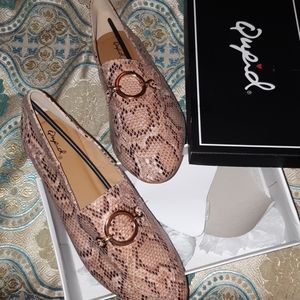 Women's snake skin flats, loafers